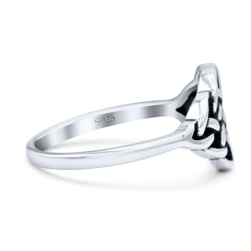 Triquetra Dainty Celtic Double Knot Weave Braided Oxidized Thumb Ring Band